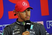 Lewis Hamilton (GBR) Mercedes AMG F1 in the post qualifying FIA Press Conference. Formula 1 World Championship, Rd 19,